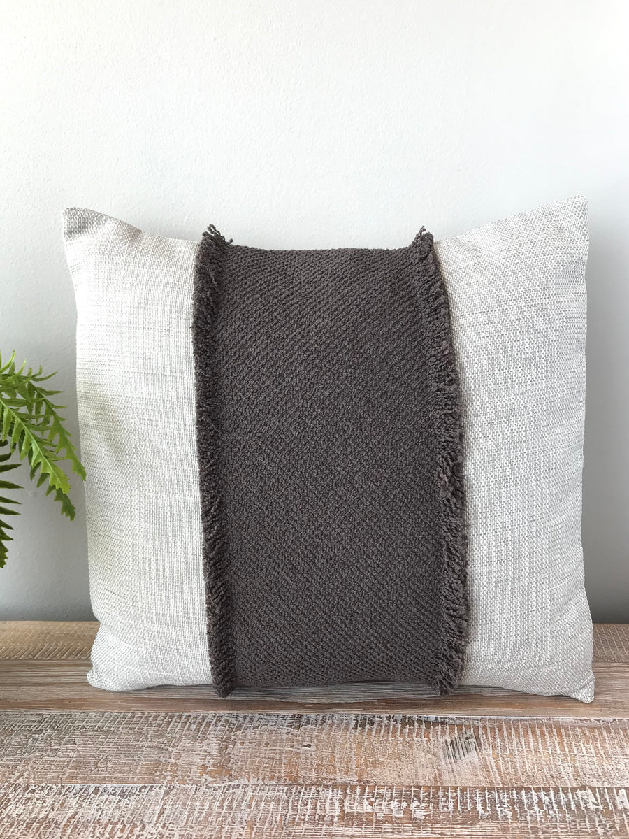 Grey 2025 fringe pillow